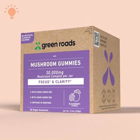 GREEN ROADS FOCUS AND CLARITY MUSHROOM GUMMIES CBD/CBG